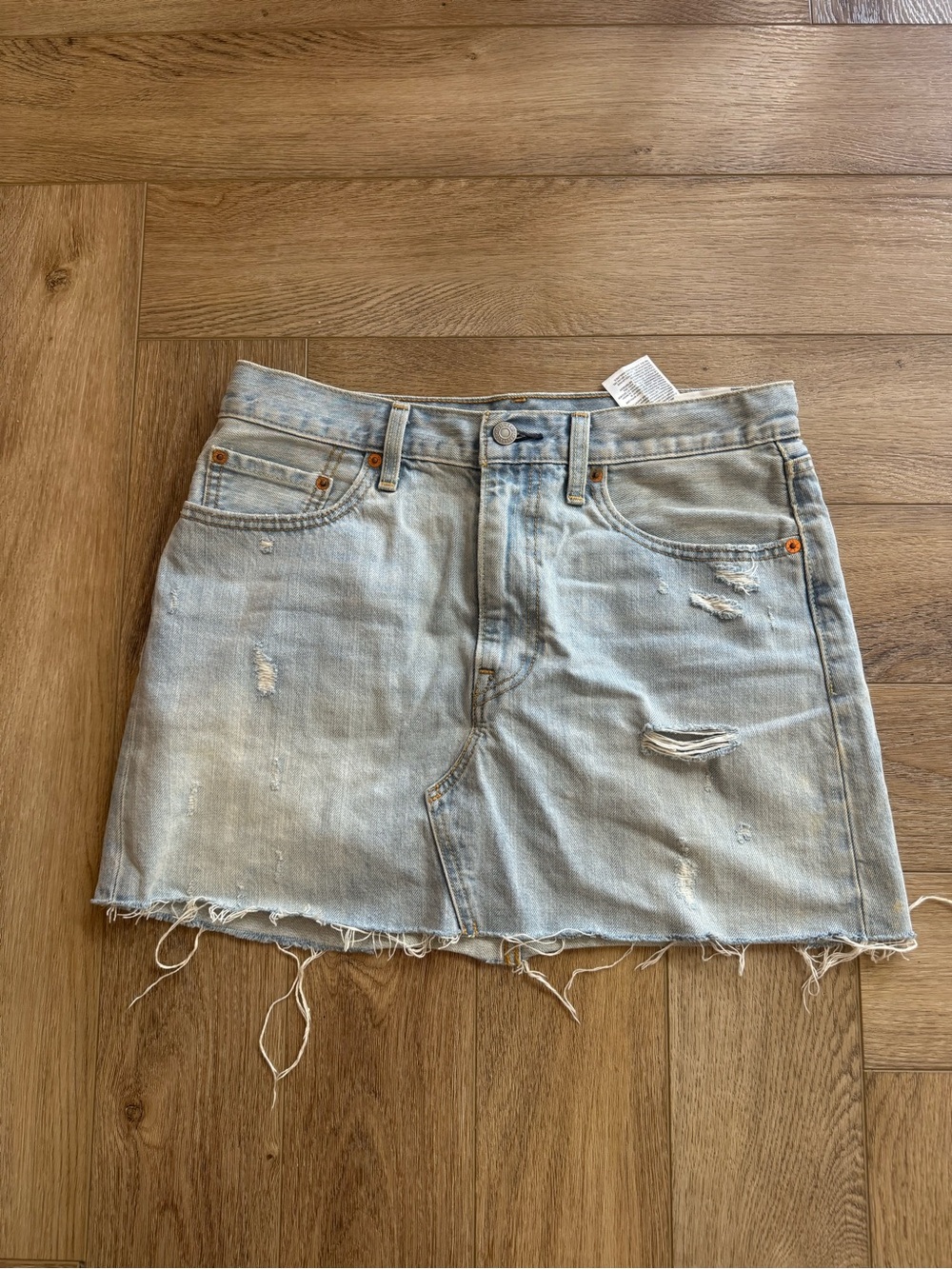 Levi's Light Blue Distressed Denim Mini Skirt